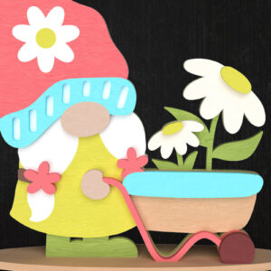 Intra απο ξύλο plywood 3mm-4mm πάχος – Spring Gnome με ντεκόρ καροτσιού Daisy Δίασταση  20x20 cm INTRAFABR-113514063