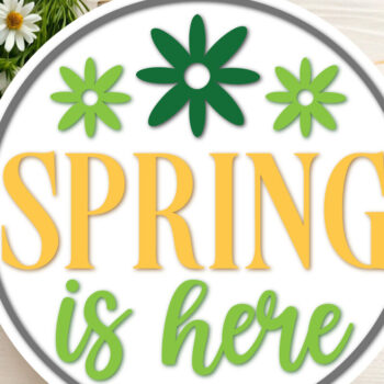 Intra απο ξύλο plywood 3mm-4mm πάχος – Spring is Here Στρογγυλή πινακίδα – Design Δίασταση  40x30 cm INTRAFABR-118341238 - Image 1