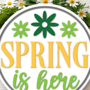 Intra απο ξύλο plywood 3mm-4mm πάχος – Spring is Here Στρογγυλή πινακίδα – Design Δίασταση  40x30 cm INTRAFABR-118341238 - Image 2