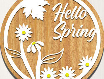 Intra απο ξύλο plywood 3mm-4mm πάχος – Ανοιξιάτικη στρογγυλή πινακίδα Κρεμάστρα πόρτας με λέιζερ Δίασταση 20x20 cm INTRAFABR-61265056 - Image 1