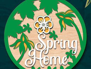 Intra απο ξύλο plywood 3mm-4mm πάχος – Ανοιξιάτικη στρογγυλή πινακίδα Κρεμάστρα πόρτας με λέιζερ Δίασταση  20x20 cm INTRAFABR-95725630 - Image 1