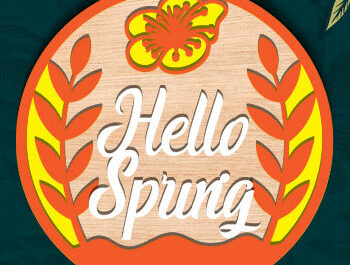 Intra απο ξύλο plywood 3mm-4mm πάχος – Ανοιξιάτικη στρογγυλή πινακίδα Κρεμάστρα πόρτας με λέιζερ Δίασταση  20x20 cm INTRAFABR-95725633 - Image 1