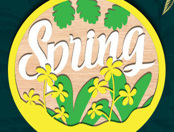 Intra απο ξύλο plywood 3mm-4mm πάχος – Ανοιξιάτικη στρογγυλή πινακίδα Κρεμάστρα πόρτας με λέιζερ Δίασταση  20x20 cm INTRAFABR-95725637 - Image 1