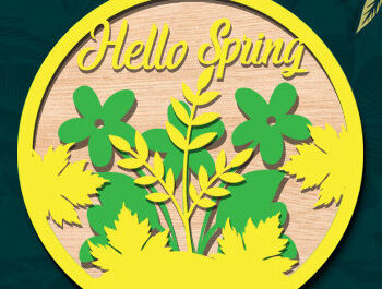 Intra απο ξύλο plywood 3mm-4mm πάχος – Ανοιξιάτικη στρογγυλή πινακίδα Κρεμάστρα πόρτας με λέιζερ Δίασταση  20x20 cm INTRAFABR-95725643 - Image 1