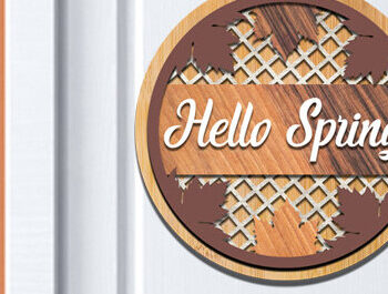 Intra απο ξύλο plywood 3mm-4mm πάχος – Ανοιξιάτικη στρογγυλή πινακίδα Κρεμάστρα πόρτας με λέιζερ Δίασταση  20x20 cm INTRAFABR-61035471 - Image 1