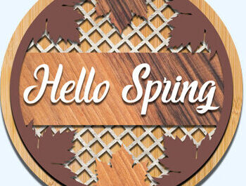 Intra απο ξύλο plywood 3mm-4mm πάχος – Ανοιξιάτικη στρογγυλή πινακίδα Κρεμάστρα πόρτας με λέιζερ Δίασταση  20x20 cm INTRAFABR-61035471 - Image 2