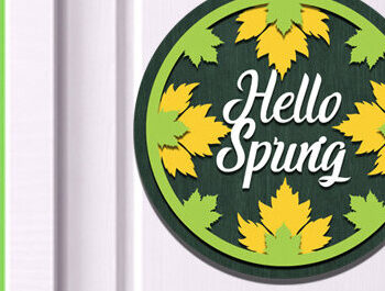 Intra απο ξύλο plywood 3mm-4mm πάχος – Ανοιξιάτικη στρογγυλή πινακίδα Κρεμάστρα πόρτας με λέιζερ Δίασταση 20x20 cm INTRAFABR-61035486 - Image 1