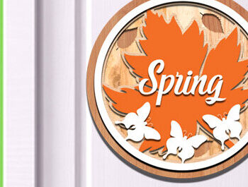 Intra απο ξύλο plywood 3mm-4mm πάχος – Ανοιξιάτικη στρογγυλή πινακίδα Κρεμάστρα πόρτας με λέιζερ Δίασταση  20x20 cm INTRAFABR-61035523 - Image 1