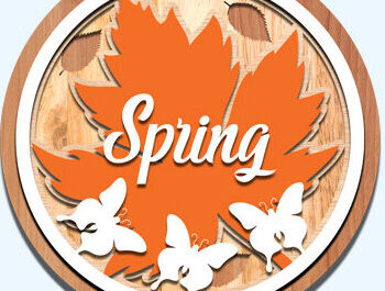 Intra απο ξύλο plywood 3mm-4mm πάχος – Ανοιξιάτικη στρογγυλή πινακίδα Κρεμάστρα πόρτας με λέιζερ Δίασταση  20x20 cm INTRAFABR-61035523 - Image 2