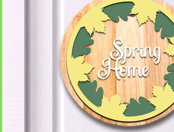 Intra απο ξύλο plywood 3mm-4mm πάχος – Ανοιξιάτικη στρογγυλή πινακίδα Κρεμάστρα πόρτας με λέιζερ Δίασταση  20x20 cm INTRAFABR-61035533 - Image 1