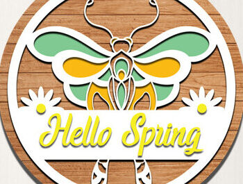 Intra απο ξύλο plywood 3mm-4mm πάχος – Ανοιξιάτικη στρογγυλή πινακίδα Κρεμάστρα πόρτας με λέιζερ Δίασταση  20x20 cm INTRAFABR-61265042 - Image 1