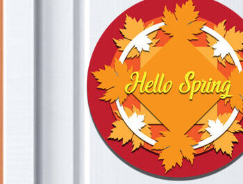 Intra απο ξύλο plywood 3mm-4mm πάχος – Ανοιξιάτικη στρογγυλή πινακίδα Κρεμάστρα πόρτας με λέιζερ Δίασταση  20x20 cm INTRAFABR-61035400 - Image 1