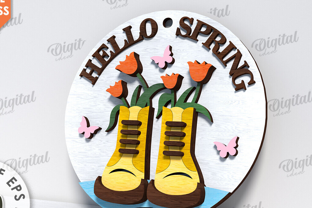 Intra απο ξύλο plywood 3mm-4mm πάχος – Ανοιξιάτικο στρογγυλό σημάδι. Πάσχα στρογγυλό σημάδι Δίασταση  20x20 cm INTRAFABR-116277808