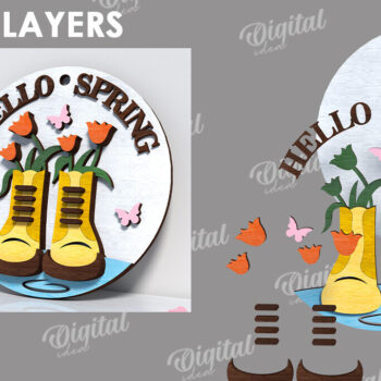 Intra απο ξύλο plywood 3mm-4mm πάχος – Ανοιξιάτικο στρογγυλό σημάδι. Πάσχα στρογγυλό σημάδι Δίασταση  20x20 cm INTRAFABR-116277808 - Image 3