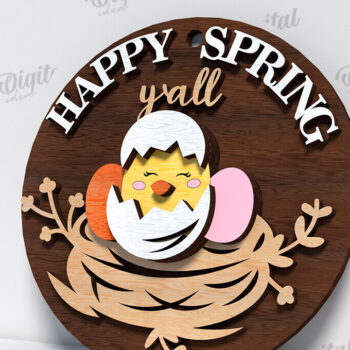 Intra απο ξύλο plywood 3mm-4mm πάχος – Ανοιξιάτικο στρογγυλό σημάδι. Πάσχα στρογγυλό σημάδι Δίασταση  20x20 cm INTRAFABR-116278210 - Image 1