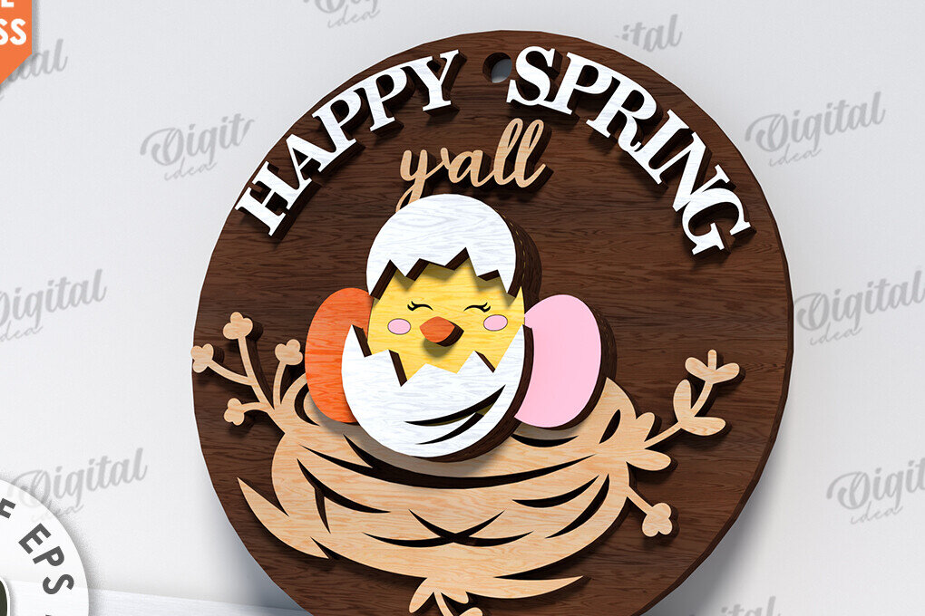 Intra απο ξύλο plywood 3mm-4mm πάχος – Ανοιξιάτικο στρογγυλό σημάδι. Πάσχα στρογγυλό σημάδι Δίασταση  20x20 cm INTRAFABR-116278210