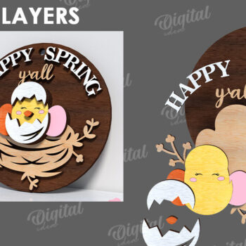 Intra απο ξύλο plywood 3mm-4mm πάχος – Ανοιξιάτικο στρογγυλό σημάδι. Πάσχα στρογγυλό σημάδι Δίασταση  20x20 cm INTRAFABR-116278210 - Image 2