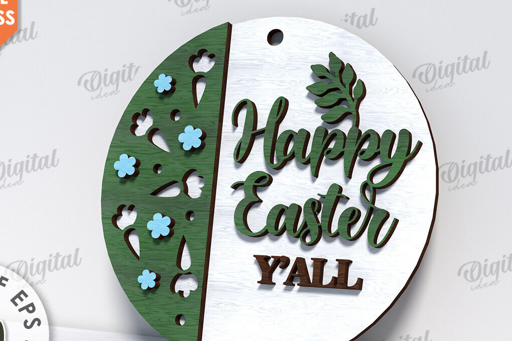 Intra απο ξύλο plywood 3mm-4mm πάχος – Ανοιξιάτικο στρογγυλό σημάδι. Πάσχα στρογγυλό σημάδι Δίασταση  20x20 cm INTRAFABR-116278260