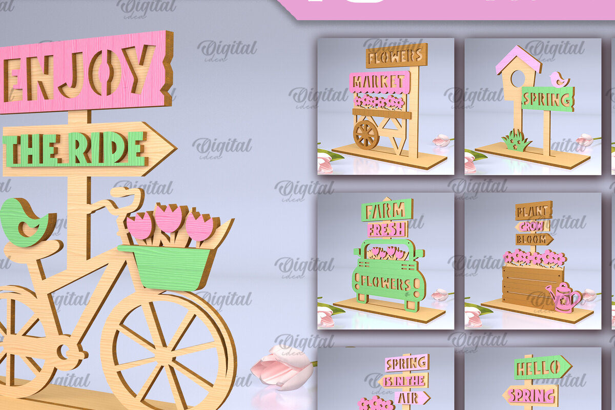 Intra απο ξύλο plywood 3mm-4mm πάχος – Δέσμη κοπής με λέιζερ όρθια διακόσμηση για άνοιξη Δίασταση  20x20 cm INTRAFABR-93638185