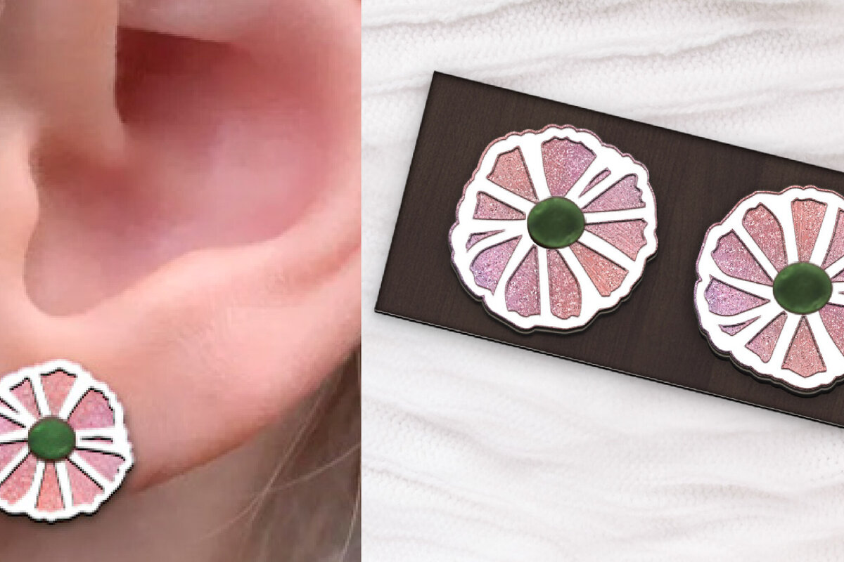 Intra απο ξύλο plywood 3mm-4mm πάχος – Ανοιξιάτικα σκουλαρίκια με λουλούδια κομμένα με λέιζερ. Δίασταση  5x5 cm INTRAFABR-116605074