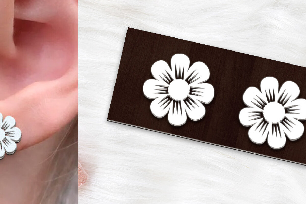 Intra απο ξύλο plywood 3mm-4mm πάχος – Ανοιξιάτικα σκουλαρίκια με λουλούδια κομμένα με λέιζερ. Δίασταση  5x5 cm INTRAFABR-116862313