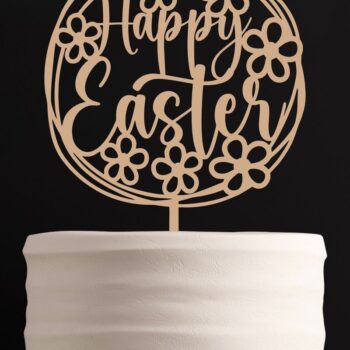 Intra απο ξύλο plywood 3mm-4mm πάχος – Spring, Happy Easter Cake Topper Δίασταση  20x20 cm INTRAFABR-92596060 - Image 1