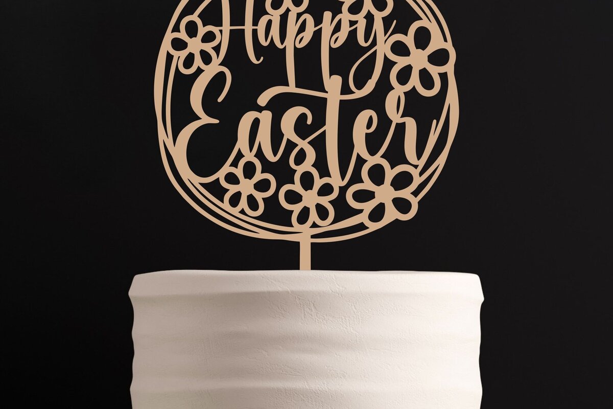 Intra απο ξύλο plywood 3mm-4mm πάχος – Spring, Happy Easter Cake Topper Δίασταση  20x20 cm INTRAFABR-92596060
