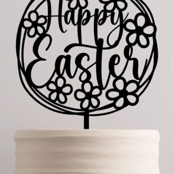Intra απο ξύλο plywood 3mm-4mm πάχος – Spring, Happy Easter Cake Topper Δίασταση  20x20 cm INTRAFABR-92596060 - Image 5