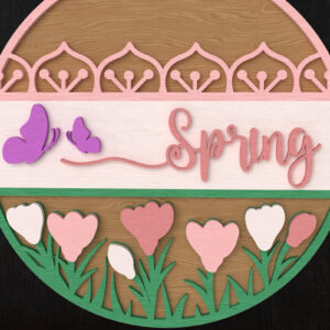 Intra απο ξύλο plywood 3mm-4mm πάχος – Ανοιξιάτικο περιθώριο στρογγυλό Δίασταση  20x20 cm INTRAFABR-112942308