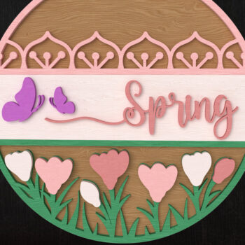 Intra απο ξύλο plywood 3mm-4mm πάχος – Ανοιξιάτικο περιθώριο στρογγυλό Δίασταση  20x20 cm INTRAFABR-112942308 - Image 1