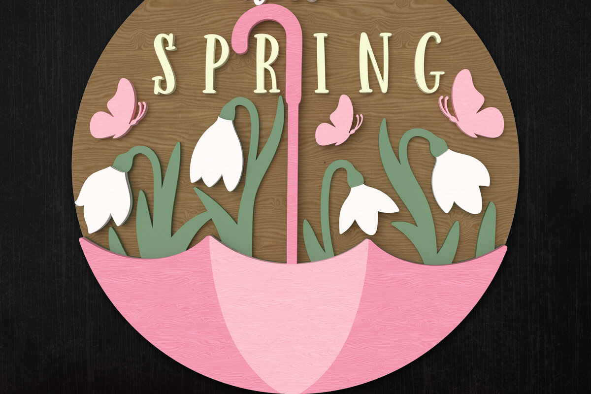 Intra απο ξύλο plywood 3mm-4mm πάχος – Πινακίδα λουλουδιών ανοιξιάτικη ομπρέλα Δίασταση  20x20 cm INTRAFABR-112942174