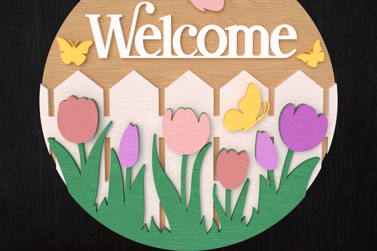 Intra απο ξύλο plywood 3mm-4mm πάχος – Άνοιξη καλωσορίσματος Tulip Garden Δίασταση  20x20 cm INTRAFABR-112942260