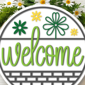 Intra απο ξύλο plywood 3mm-4mm πάχος – Στρογγυλή πινακίδα καλωσορίσματος την άνοιξη Δίασταση 20x20 cm INTRAFABR-118339768 - Image 1