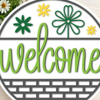 Intra απο ξύλο plywood 3mm-4mm πάχος – Στρογγυλή πινακίδα καλωσορίσματος την άνοιξη Δίασταση 20x20 cm INTRAFABR-118339768 - Image 2