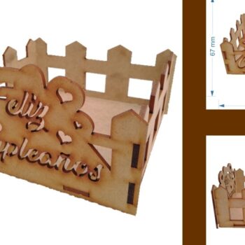 Intra απο ξύλο plywood 3mm-4mm πάχος – Τετράγωνη Βάση - Κοπή με Laser Δίασταση  20x20 cm INTRAFABR-4096164 - Image 1