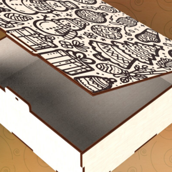 Intra απο ξύλο plywood 3mm-4mm πάχος – Τετράγωνο κουτί με καπάκι για δώρα εορτών Δίασταση  20x20 cm INTRAFABR-109675650 - Image 2