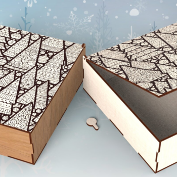 Intra απο ξύλο plywood 3mm-4mm πάχος – Τετράγωνο χριστουγεννιάτικο κουτί με αρθρωτό τοπ Δίασταση 20x20 cm INTRAFABR-109675660 - Image 1