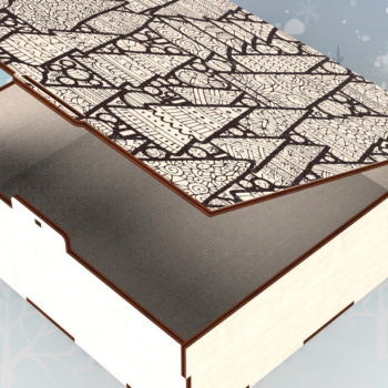 Intra απο ξύλο plywood 3mm-4mm πάχος – Τετράγωνο χριστουγεννιάτικο κουτί με αρθρωτό τοπ Δίασταση 20x20 cm INTRAFABR-109675660 - Image 2