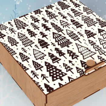 Intra απο ξύλο plywood 3mm-4mm πάχος – Τετράγωνο Χριστουγεννιάτικο Δώρο με Αρθρωτό Καπάκι Κουτί Δίασταση 20x20 cm INTRAFABR-109675662 - Image 3