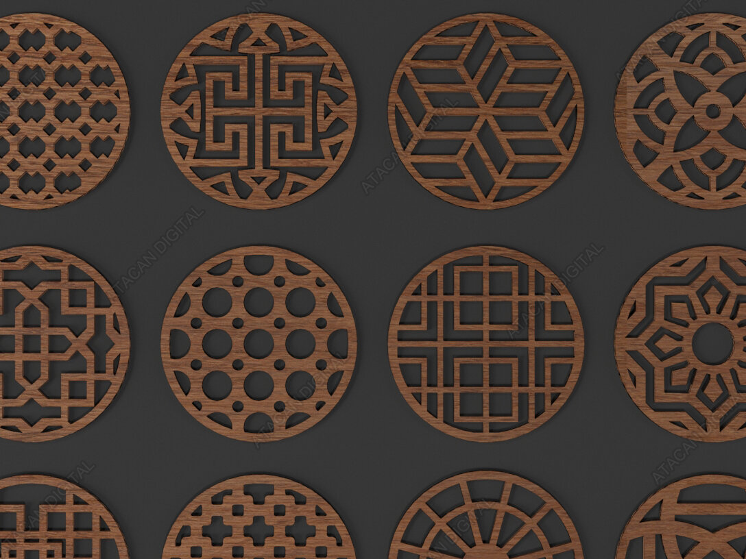 Intra απο ξύλο plywood 3mm-4mm πάχος – Αρχείο κοπής με λέιζερ Square Coster Set Δίασταση  20x20 cm INTRAFABR-39075547