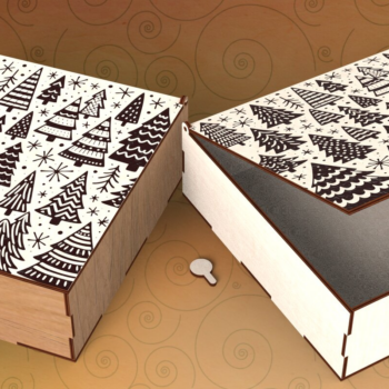 Intra απο ξύλο plywood 3mm-4mm πάχος – Τετράγωνο κουτί δώρου με αρθρωτά Χριστούγεννα Δίασταση 20x20 cm INTRAFABR-109675647 - Image 1