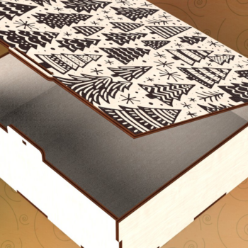 Intra απο ξύλο plywood 3mm-4mm πάχος – Τετράγωνο κουτί δώρου με αρθρωτά Χριστούγεννα Δίασταση 20x20 cm INTRAFABR-109675647 - Image 2