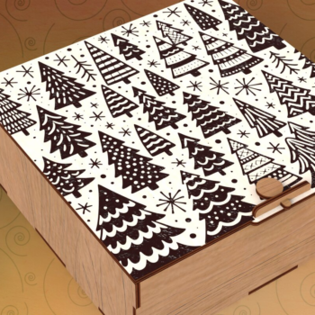 Intra απο ξύλο plywood 3mm-4mm πάχος – Τετράγωνο κουτί δώρου με αρθρωτά Χριστούγεννα Δίασταση 20x20 cm INTRAFABR-109675647 - Image 3