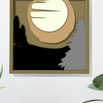 Intra απο ξύλο plywood 3mm-4mm πάχος – Αρχείο αποκοπής ρετρό τοπίο με τετράγωνο στρώμα Δίασταση 20x20 cm INTRAFABR-35670975 - Image 2