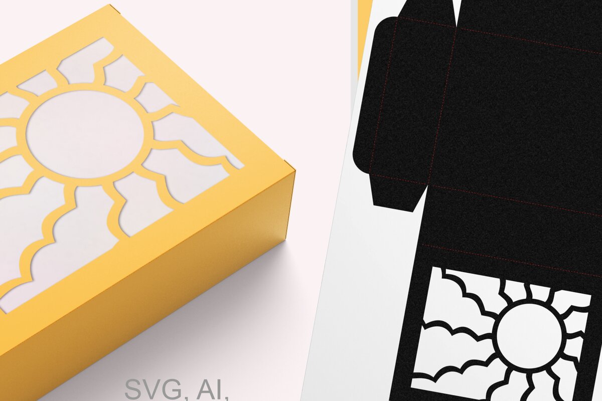 Intra απο ξύλο plywood 3mm-4mm πάχος – Κουτί δώρου σε τετράγωνο καλοκαιρινό ήλιο Δίασταση  20x20 cm INTRAFABR-123140626