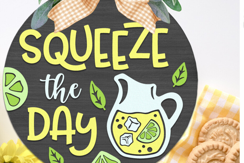 Intra απο ξύλο plywood 3mm-4mm πάχος – Squeeze the Day, Summer Door Sign Δίασταση  40x30 cm INTRAFABR-118292347