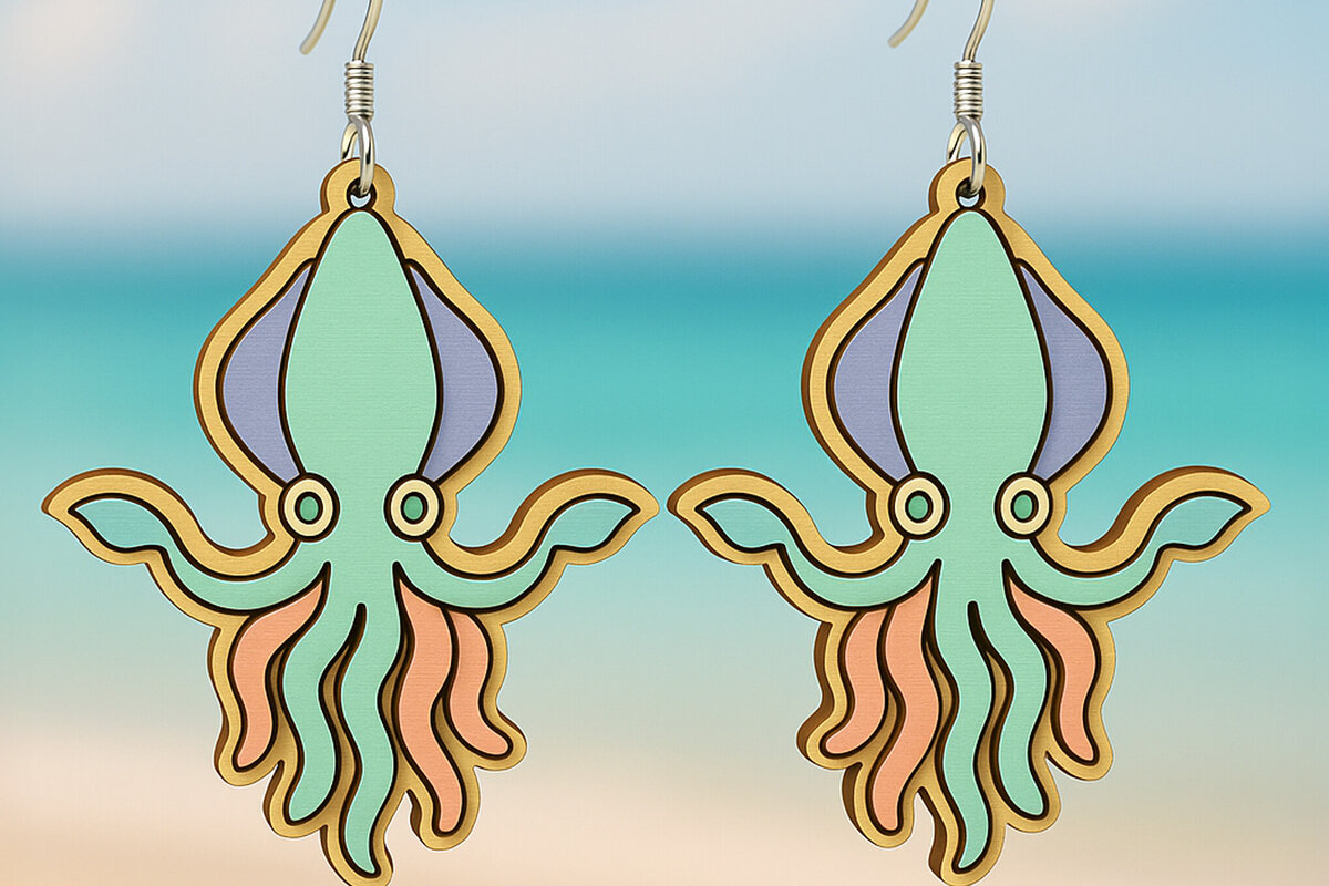 Intra απο ξύλο plywood 3mm-4mm πάχος – Σκουλαρίκια Sea Design Δίασταση  5x5 cm INTRAFABR-123757306