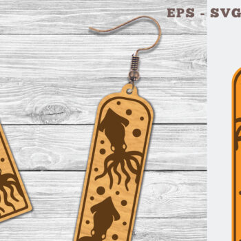 Intra απο ξύλο plywood 3mm-4mm πάχος – Σκουλαρίκια κομμένα με λέιζερ Squid Δίασταση 5x5 cm INTRAFABR-103064914 - Image 1