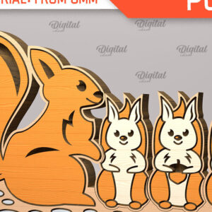 Intra απο ξύλο plywood 3mm-4mm πάχος – Squirrel Family Puzzle Δίασταση  20x20 cm INTRAFABR-99619250