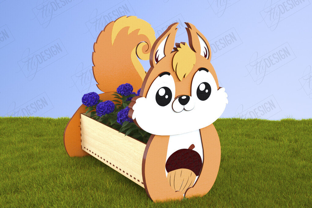 Intra απο ξύλο plywood 3mm-4mm πάχος – Squirrel Flower Stand | Κήπος Δίασταση  20x20 cm INTRAFABR-120427613